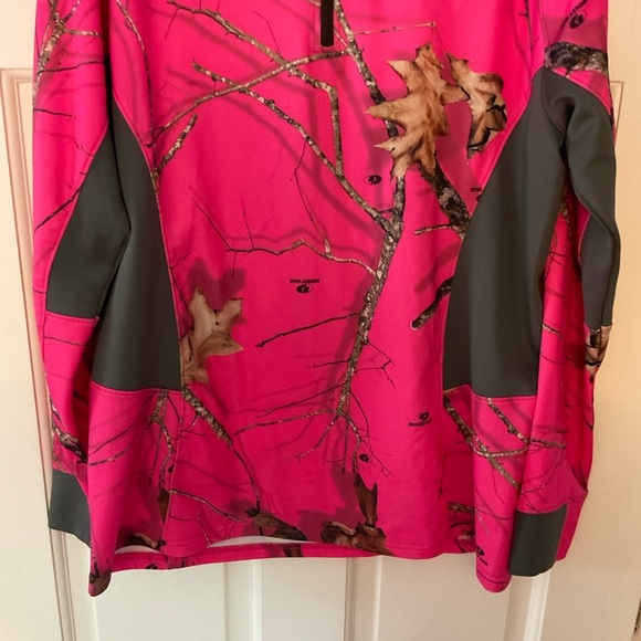 Mossy Oak Realtree Women's 1/4-Zip Performance Long Sleeve Tee Pink Camo Size XL - Picture 5 of 9